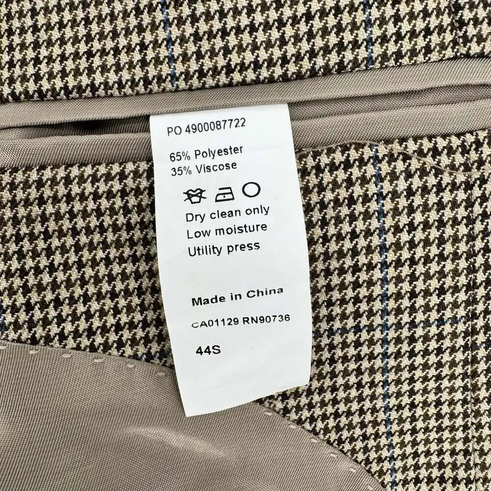 Lauren Ralph Lauren Blazer Size 44S Beige Houndstooth Windowpane